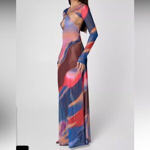 Mesh Cutout Maxi Dress NWT Swim Dress/ Cover up